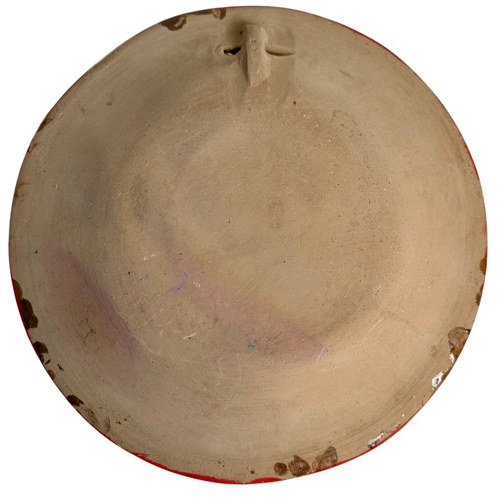 Vintage Mexican Folk Art Pottery Plate Birds Flowers‎ Redware Tonala Style